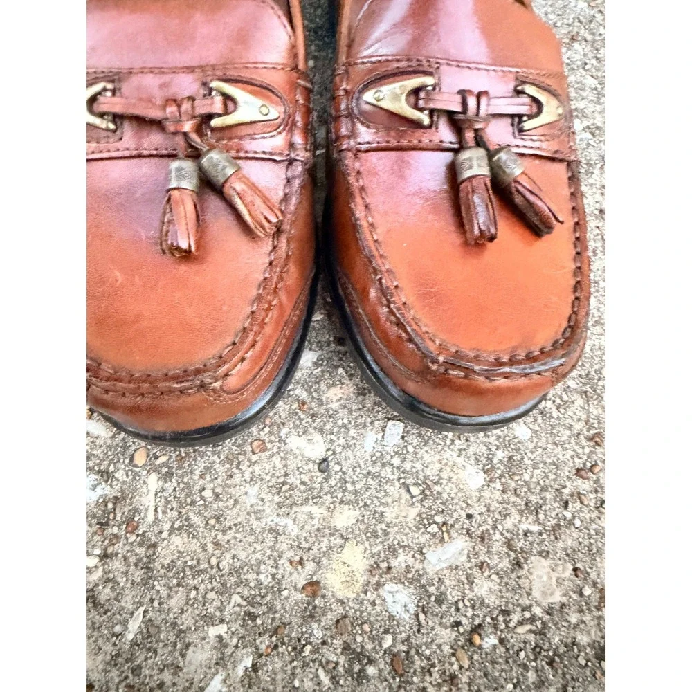 Michel Women's 8M Brown Leather Tassel Loafers Horsebit Moc Toe Classic‎